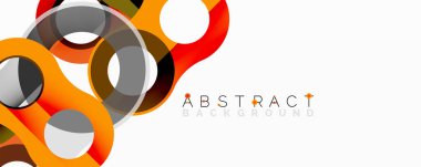 Parlak turuncu, gri daireler çakışıyor. Modern tasarım, basit şekiller dinamik kompozisyon yaratır. Beyaz arka plan karşıtlık sağlar. Soyut görsel öge.