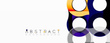 Soyut tasarım. Üst üste binen daireler, mavi, turuncu, gri tonlarda. Modern, dinamik kompozisyon. Minimalist estetik. Temiz çizgiler, basit şekiller..