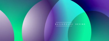 Üst üste binen dairelerle soyut bir arkaplan. Canlı renkler modern tasarımı sorunsuzca harmanlıyor. Mor, mavi, yeşil tonlarda şimdiki pürüzsüz geçiş.