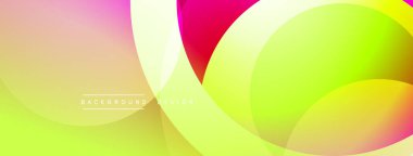 Canlı soyut tasarım. Üst üste binen daireler dinamik bileşim yaratır. Renkler pürüzsüzce karışır. Modern estetik, dijital projeler için mükemmel..