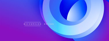 Soyut tasarım özellikleri üst üste binen mor daireler. Pürüzsüz gradyanlar modern, dinamik görsel efekt yaratır. Minimalist stil.