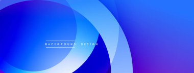 Mavi soyut arka plan. Üst üste binen daireler dinamik değişim etkisi yaratır. Yumuşak geçişler, modern tasarım. Minimalist estetik.