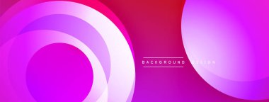 Soyut mor katmanlar dinamik arkaplan yaratır. Düz gradyanlar, dairesel şekiller, modern tasarım. Minimalist estetik, canlı renkler, basit kompozisyon.