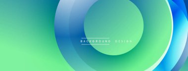Soyut tasarım. Üst üste binen daireler değişim etkisi yaratır. Mavi, yeşil renkler kompozisyona hakim. Modern, temiz estetik. Sunumlar ve web siteleri için mükemmel arkaplan.