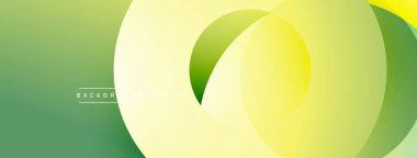 Yeşil, sarı, üst üste binen daireler soyut tasarım yaratır. Yumuşak eğimler, modern estetik, basit kompozisyon. Parlak, taze, canlı renkler.