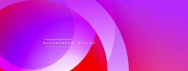 Soyut enerjik tasarım. Üst üste binen daireler dinamik değişim etkisi yaratır. Mor, pembe, kırmızı renkler kusursuz bir şekilde harmanlanır. Modern estetik.