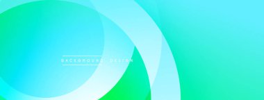 Soyut arkaplan. Üst üste binen daireler yumuşak eğimler yaratır. Mavi, turkuaz, yeşil renkler kusursuz bir şekilde harmanlanır. Minimalist tasarım, temiz estetik. Modern görsel element.