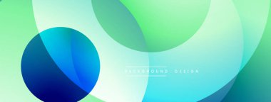 Soyut, enerjik çemberler çakışıyor. Mavi, yeşil renkler harmanlanır. Modern tasarım, pürüzsüz gradyanlar dinamik görsel deneyimler yaratır. Minimalist estetik.