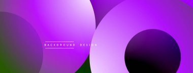 Mor eğimli daireler soyut tasarım yaratarak örtüşüyor. Gölgeler arasındaki pürüzsüz geçişler, modern estetik. Minimalist kompozisyon, canlı renkler.