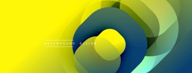 Soyut tasarım. Sarı, yeşil, mavi katmanlar girdap oluşturur. Yumuşak eğim, modern estetik. Minimalist tarz, canlı renkler. Mükemmel arkaplan.