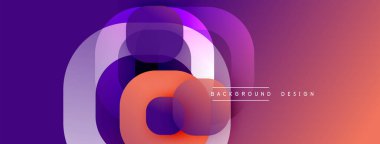 Soyut kompozisyon. Üst üste binen daireler dinamik değişim etkisi yaratır. Mor, turuncu renkler baskın. Modern tasarım öğesi. Yumuşak geçişler, canlı renkler.