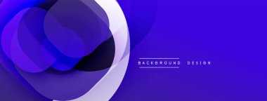 Soyut şekiller dinamik bileşimler oluşturur. Derin maviler, morlar, beyazlar güzelce harmanlanır. Modern tasarım, pürüzsüz eğimler, zarif estetik.