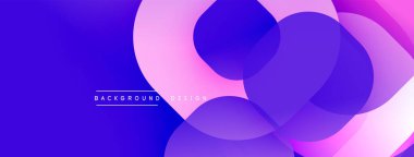 Soyut, enerjik bir arkaplan. Üst üste binen daireler dinamik bileşim yaratır. Renkler düzgün bir şekilde harmanlanarak modern estetiği çağrıştırıyor. Pürüzsüz geçişler, mor renkler baskın gelir..