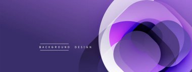Mor soyut tasarım. Üst üste binen daireler dinamik görsel efekt yaratır. Modern, minimalist tarzda. Yumuşak eğimler, zarif kompozisyon.