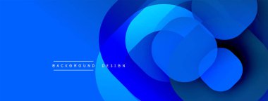 Mavi soyut arka plan. Üst üste binen daireler derinlik yaratır. Metin BACKGround DESIGN ile modern tasarım. Yumuşak eğimler, canlı renkler.