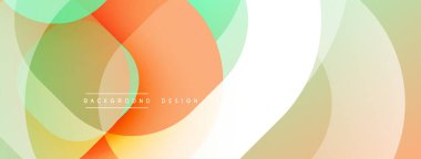 Soyut renkli çemberler çakışıyor. Yumuşak eğimler modern tasarım yaratır. Minimalist stil, canlı renkler, pürüzsüz geçişler. Sunumlar için mükemmel arkaplan.