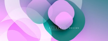 Soyut kompozisyon. Üst üste binen daireler, mor, deniz mavisi renkleri. Modern tasarım. Yumuşak eğimler derinlik yaratır. Minimalist estetik. Arkaplan dokusu.