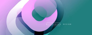 Soyut şekiller örtüşür ve canlı gradyanlar yaratır. Teal, mor, pembe renkler pürüzsüz karışıyor. Arkaplan veya sunumlar için modern tasarım ögesi.