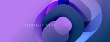 Soyut katmanlar, canlı mor renkler, dinamik kompozisyon. Modern tasarım, düzgün eğimler, dairesel elementler görsel derinlik yaratır. Minimalist estetik, dijital sanat.