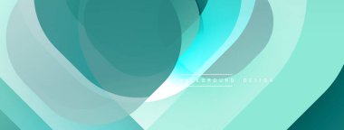 Soyut tasarım. Üst üste binen daireler dinamik bileşim yaratır. Serin deniz mavisi, turkuaz renkler egemen. Yumuşak eğimler derinlik ve hareket olduğunu gösteriyor. Modern estetik.