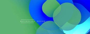 Soyut arkaplan. Üst üste binen daireler dinamik değişim etkisi yaratır. Mavi, yeşil renkler kusursuz bir şekilde harmanlanır. Modern tasarım öğesi. Basit, temiz estetik..