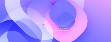 Soyut canlı katmanlar örtüşüyor. Mor, mavi, pembe renkler karışımı. Modern tasarım dinamik görsel deneyim yaratır. Yumuşak eğimler derinlik ve hareket önerir.