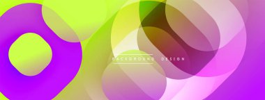 Canlı örtüşen daireler dinamik soyut kompozisyon oluşturur. Değişik renkler harmanlanarak modern tasarımı oluşturuyor. Düz geçişler, neşeli şekiller, parlak estetik..