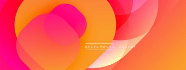 Soyut canlı katmanlar, üst üste binen daireler. Gradyan turuncu, pembe renkler dinamik görsel efekt yaratır. Modern tasarım, pürüzsüz geçiş.