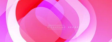 Soyut, enerjik çemberler çakışıyor. Pembe, mor, beyaz renkler harmanlanır. Modern tasarım dinamik görsel efekt yaratır. Yumuşak eğimler yumuşak estetik sunar.