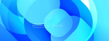 Soyut mavi arkaplan. Üst üste binen daireler dinamik akış yaratır. Dereceli gölgeler derinlik sunar. Dijital projeler için modern tasarım.