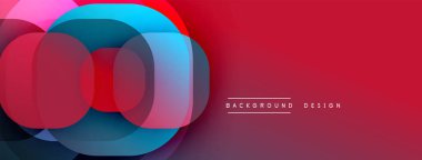 Soyut tasarım. Üst üste binen daireler canlı renk değişimleri yaratır. Kırmızı arka planda baskın. Modern estetik. Sorunsuz geçişler. Minimalist kompozisyon.