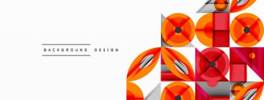 Soyut geometrik desen. Turuncu, kırmızı, gri şekiller modern tasarım yaratır. Minimalist stil, temiz hatlar, canlı renkler. Mükemmel arkaplan ögesi.