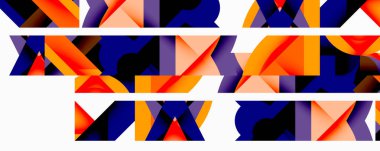 Soyut geometrik şekiller. Turuncu, mor, siyah renkler. Modern tasarım. Temiz çizgiler. Minimalist kompozisyon. Kalın desenler. Değişken gradyanlar.