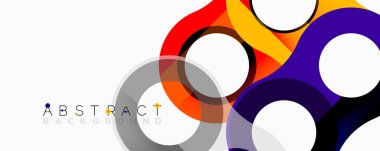 Parlak renkli daireler, dinamik soyut kompozisyon oluşturur. Modern tasarım elementleri, canlı renkler, pürüzsüz eğimler.