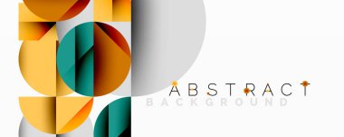 Parlak şekiller örtüşür. Turuncu, yeşil, sarı, kırmızı modern tasarım yaratır. Beyaz alan dengeyi sağlar. Minimalist estetik.