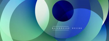 Soyut tasarım. Üst üste binen daireler canlı bir değişim etkisi yaratır. Mavi, yeşil, beyaz renkler kusursuz bir şekilde harmanlanır. Modern, minimalist estetik.