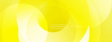 Üst üste binen daireleri olan parlak sarı bir arka plan. Pürüzsüz gradyanlar dinamik görsel efekt yaratır. Modern uygulamalar için minimalist tasarım.
