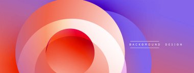 Soyut tasarım. Üst üste binen daireler canlı bir değişim etkisi yaratır. Mor, kırmızı, turuncu renkler düzgün bir şekilde harmanlanır. Modern estetik.
