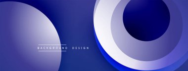 Soyut mavi tasarım. Üst üste binen daireler dinamik bileşim yaratır. Dereceli gölgeler derinlik katıyor. Minimalist estetik, modern his.