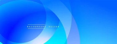 Mavi soyut arka plan. Üst üste binen daireler dinamik görsel efekt yaratır. Düz gradyanlar, modern tasarım. Basit, temiz estetik. Dijital projeler için mükemmel.