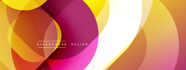 Parlak üst üste binen daireler canlı ve soyut bir tasarım yaratıyor. Sıcak tonlarda baskın, altın, turuncu, morumsu, beyaz. Modern estetik, pürüzsüz eğimler, dinamik bileşimler.