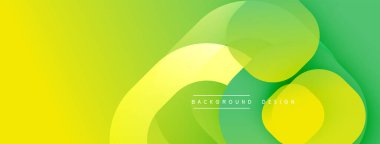 Parlak yeşil sarı gradyan. Üst üste binen daireler soyut şekiller yaratır. Modern tasarım, pürüzsüz geçişler, canlı renkler. Minimalist estetik.