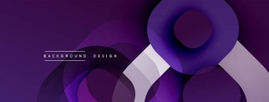 Soyut mor tasarım. Üst üste binen şekiller dinamik bileşim yaratır. Yumuşak eğim, modern estetik. Minimalist tarz, zarif sunum.