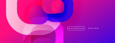 Soyut enerjik şekiller dinamik bileşimler oluşturur. Yumuşak eğimler pembeleri, morları, mavileri harmanlıyor. Arkaplan ve sunumlar için modern tasarım.