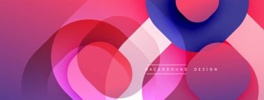 Soyut tasarım. Üst üste binen daireler dinamik bileşim yaratır. Pembe, mor, mavi renkler kusursuz bir şekilde harmanlanır. Modern estetik, pürüzsüz eğimler. Minimalist stil.