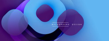 Soyut şekiller örtüşüyor, parlak mavi ve mor renkler yaratıyor. Yumuşak geçişler, modern tasarım. Minimalist estetik, temiz kompozisyon.