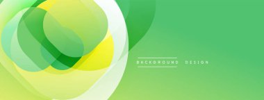 Yeşil, sarı katmanlar soyut şekiller yaratır. Yumuşak eğimler, üst üste binen biçimler hareketi işaret ediyor. Temiz tasarım, modern estetik. Minimalist kompozisyon.