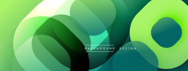 Soyut yeşil şekiller dinamik bileşim oluşturur. Düz gradyanlar, modern tasarım, canlı renkler, arkaplan ve sunumlar için mükemmel.