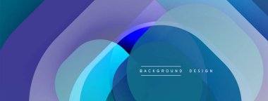 Soyut tasarım. Üst üste binen daireler akışkan şekiller yaratır. Mavi, mor, deniz mavisi renkleri düzgün bir şekilde harmanlanır. Modern estetik. Minimalist kompozisyon.