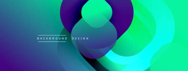 Soyut tasarım, canlı renkler, üst üste binen şekiller. Pürüzsüz gradyanlar dinamik bileşim oluşturur. Modern estetik, arka plan için mükemmel..